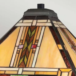 Elstead Lighting Navajo Tischleuchte 2 flammig im Tiffany-Stil Bronze mit Kunstglasschirm E27