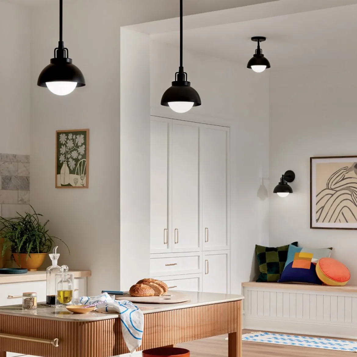 Elstead Lighting Niva Wandleuchte 1-flammig umwandelbar Schwarz