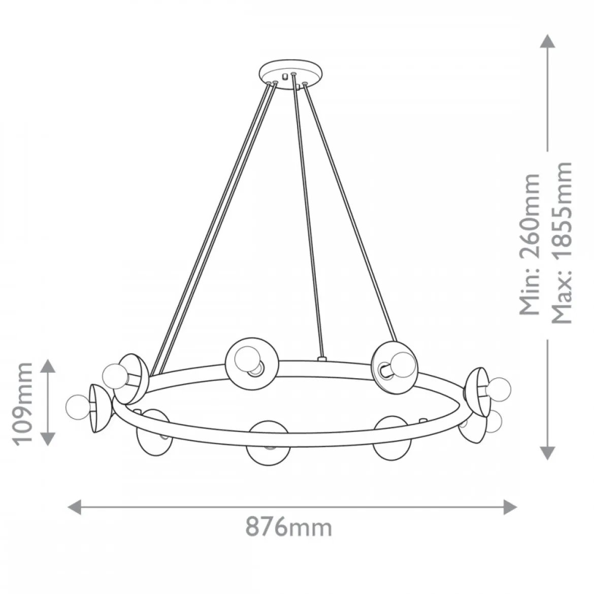 Elstead Lighting Palta Kronleuchter 9-flammig Satinschwarz E14