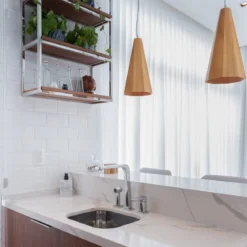 Elstead Lighting Pendelleuchte ANGULAR Teakfurnier E27