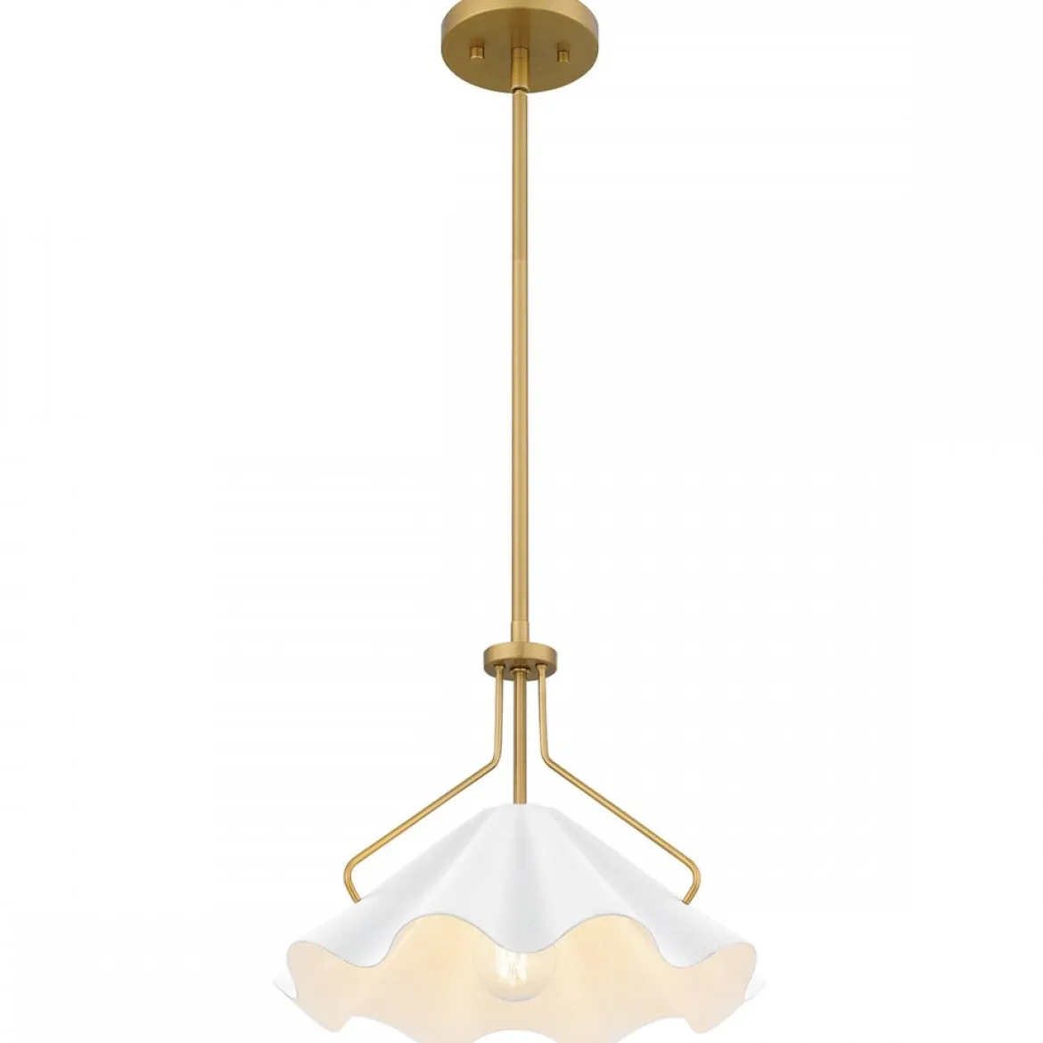 Elstead Lighting Pendelleuchte Mejia 1-flammig Messing weiß E27