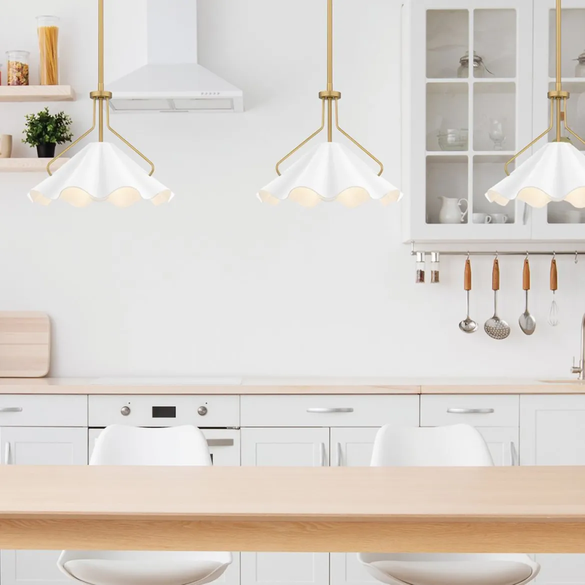 Elstead Lighting Pendelleuchte Mejia 1-flammig Messing weiß E27