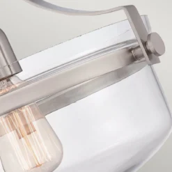 Elstead Lighting Penn Station Deckenleuchte Semi-Flush 1-Light Nickel Glas 33cm E27