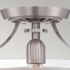 Elstead Lighting Penn Station Deckenleuchte Semi-Flush 1-Light Nickel Glas 33cm E27