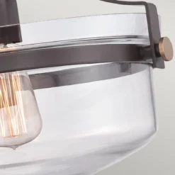 Elstead Lighting Penn Station Deckenleuchte Semi-Flush 1-Light Bronze Glas 33cm E27