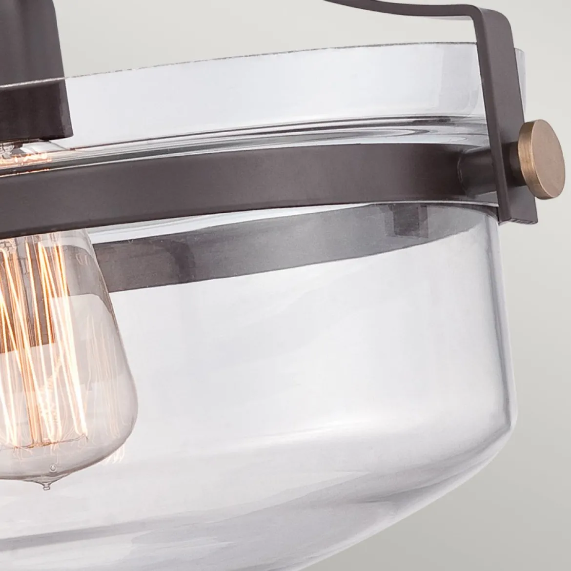 Elstead Lighting Penn Station Deckenleuchte Semi-Flush 1-Light Bronze Glas 33cm E27