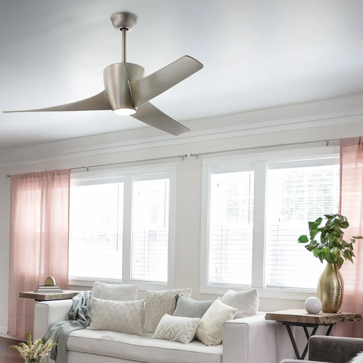 Elstead Lighting Phree Deckenventilator LED nickel gebürstet