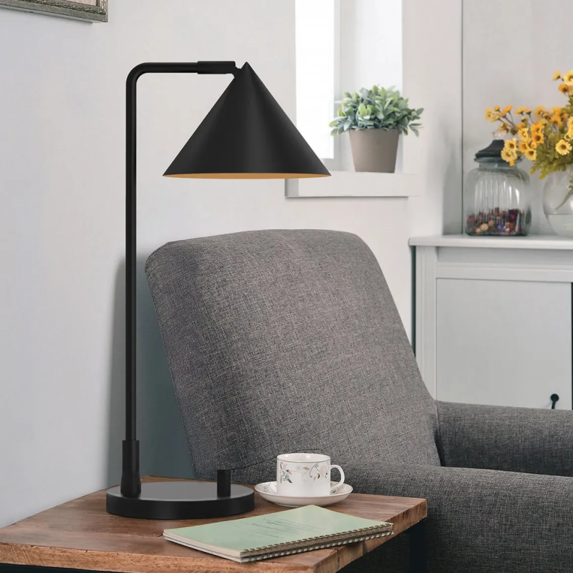 Elstead Lighting Remyck Tischleuchte 1-flammig Schwarz