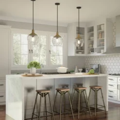Elstead Lighting Royer Pendelleuchte Schwarz Schirm Glas Naturseil