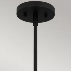 Elstead Lighting Royer Pendelleuchte Schwarz Schirm Glas Naturseil