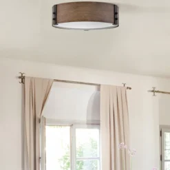 Elstead Lighting Sawyer Deckenleuchte Sequoia Holzoptik Rost-Eisen-Akzenten 38cm