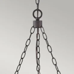 Elstead Lighting Sawyer Pendelleuchte 6-flammig Sequoia-Holzoptik Rost-Eisen-Akzenten