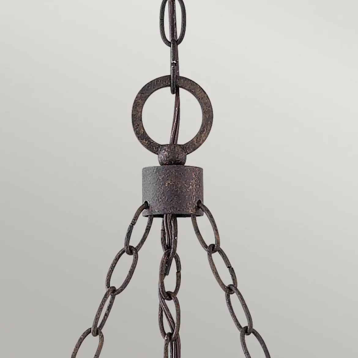 Elstead Lighting Sawyer Pendelleuchte 9-flammig Sequoia-Holzoptik Rost-Eisen-Akzenten