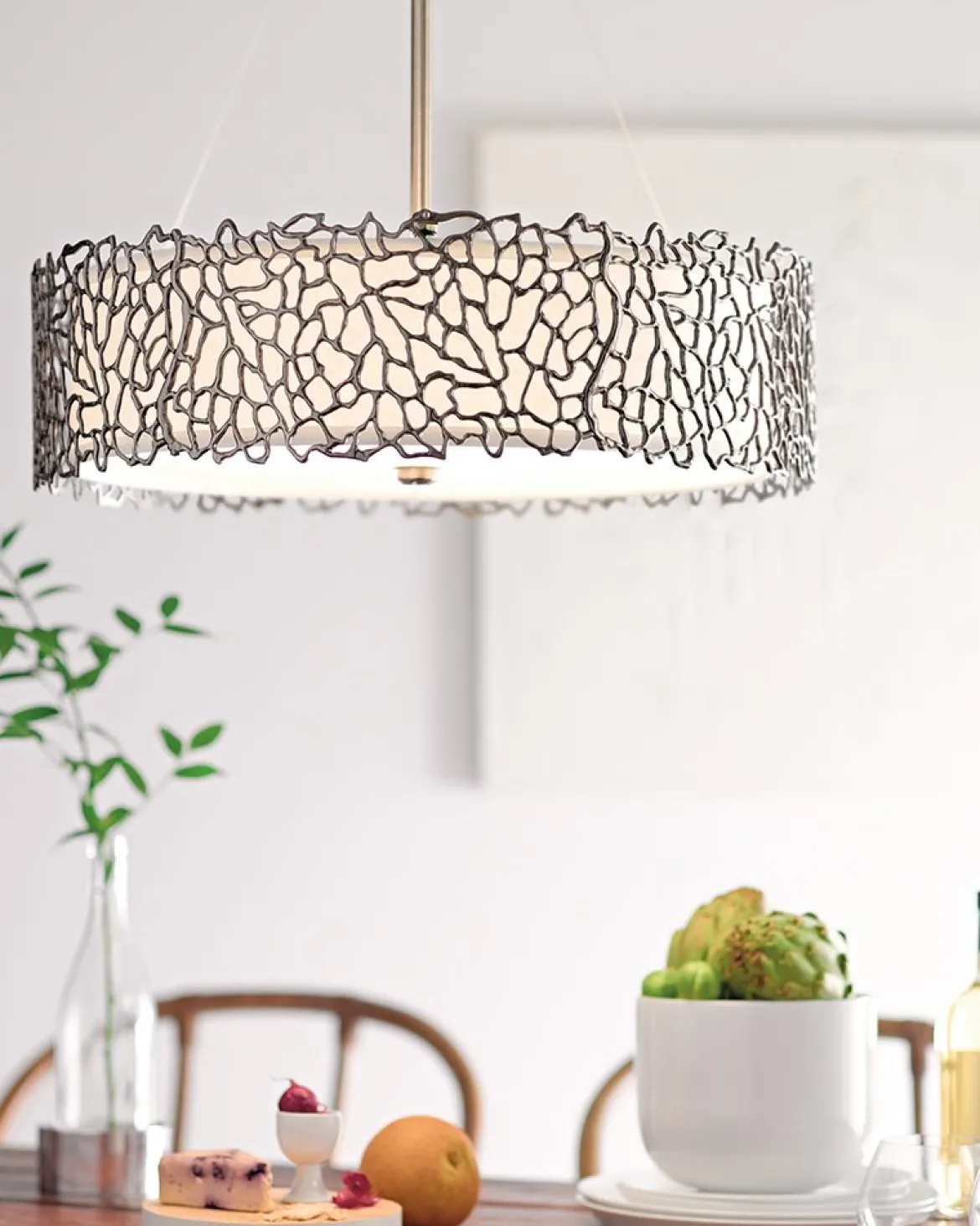 Elstead Lighting Silver Coral 4-Light Oval Pendelleuchte 4-flammig E27