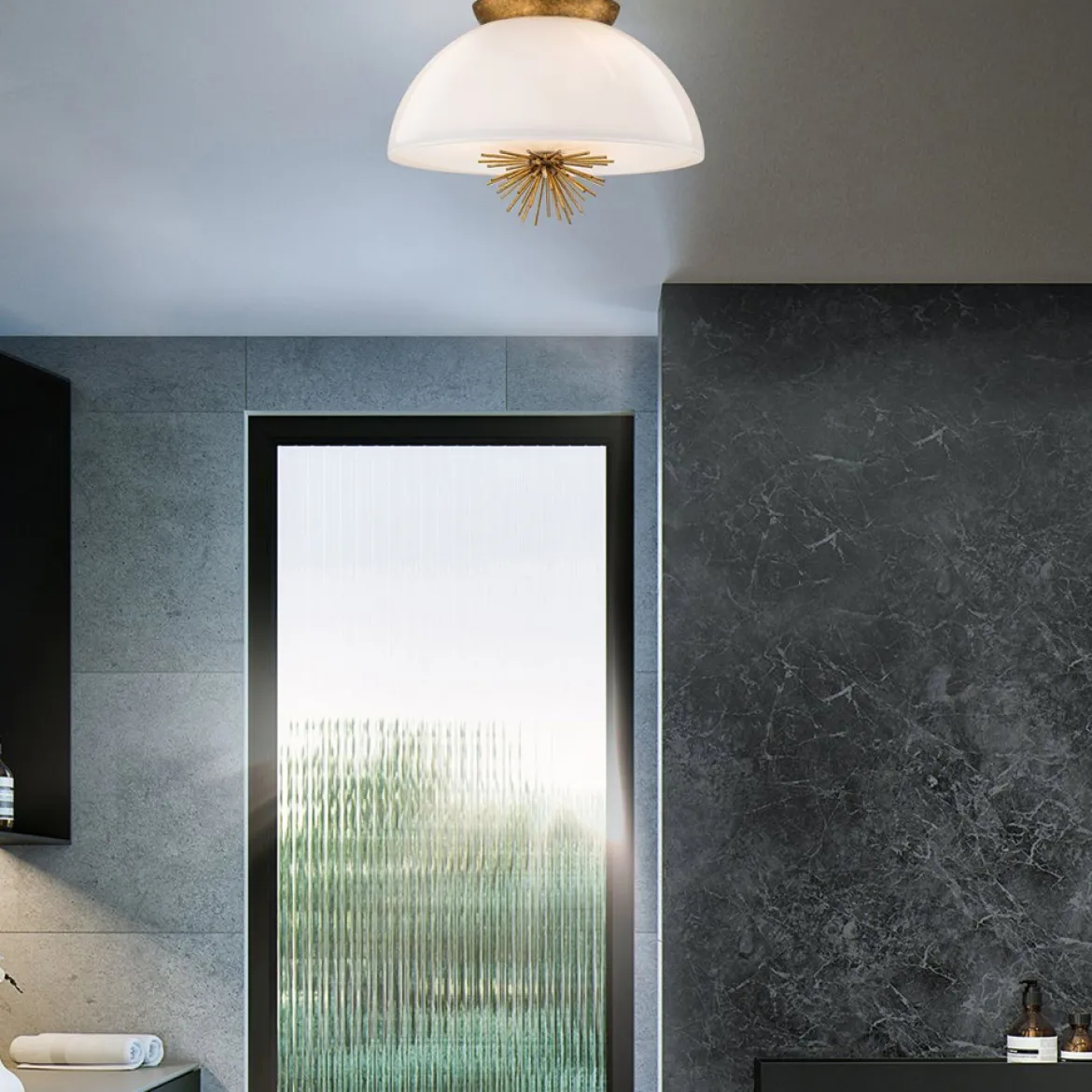 Elstead Lighting Staring Decken-oder Pendelleuchte 3-flammig Gold Opal E14