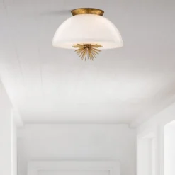 Elstead Lighting Staring Decken-oder Pendelleuchte 3-flammig Gold Opal E14