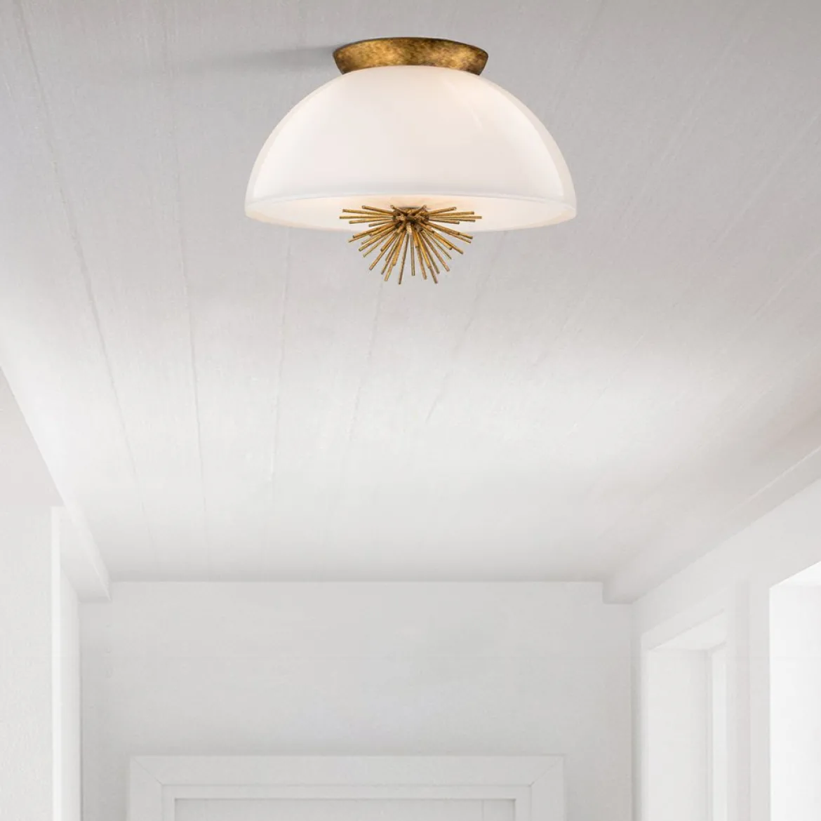 Elstead Lighting Staring Decken-oder Pendelleuchte 3-flammig Gold Opal E14