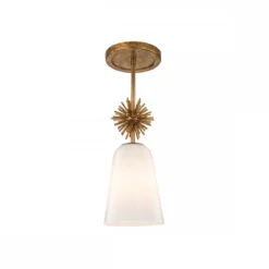 Elstead Lighting Staring Pendelleuchte 1-flammig Antik Gold Opal E27