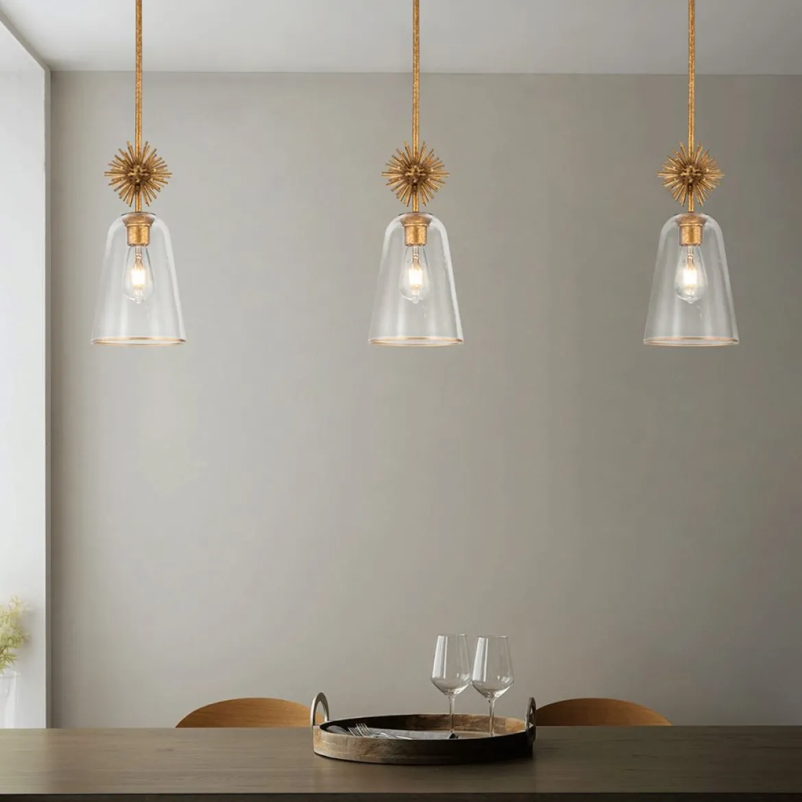 Elstead Lighting Staring Pendelleuchte 1-flammig Gold Transparent E27