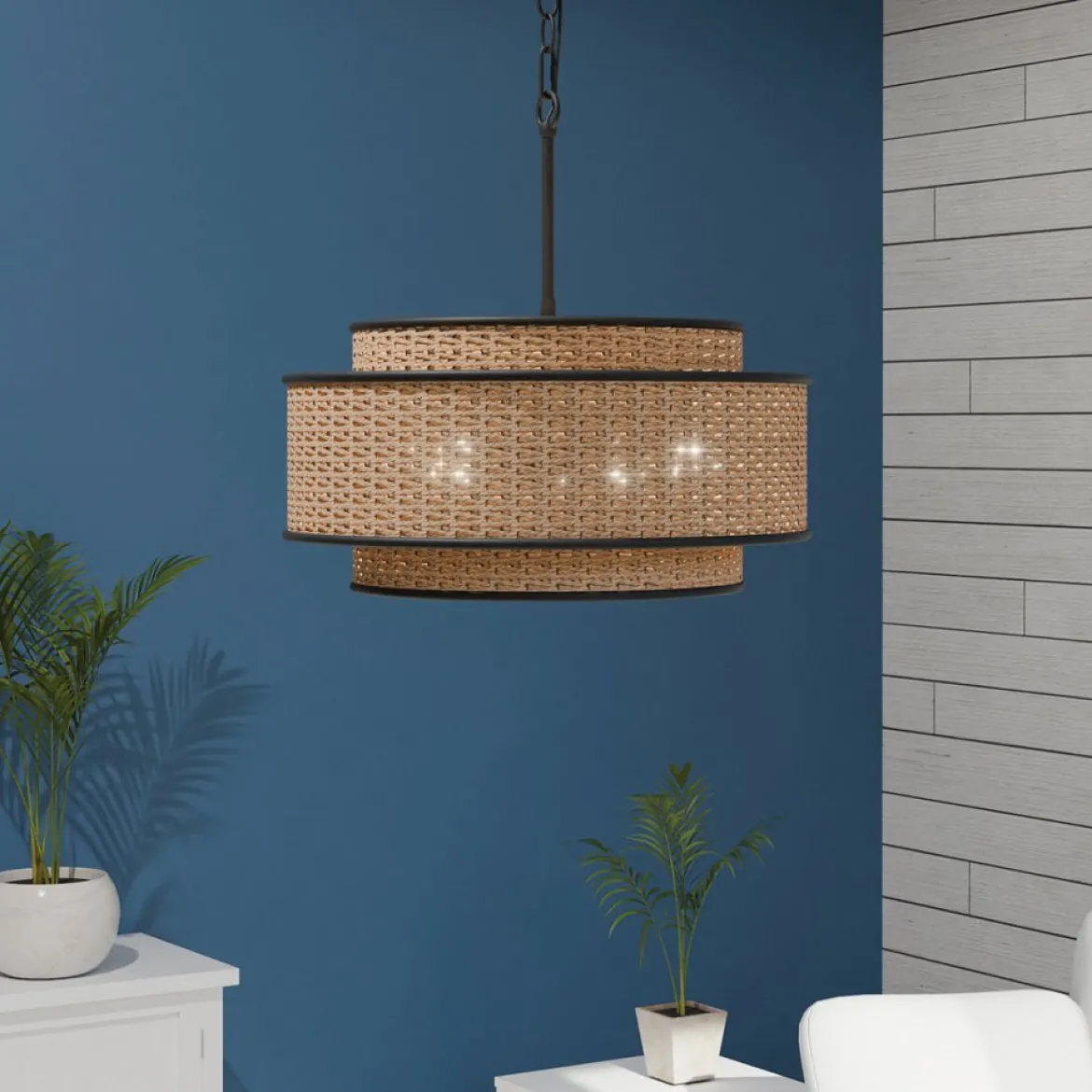 Elstead Lighting Teton Pendelleuchte 5-flammig schwarz natur