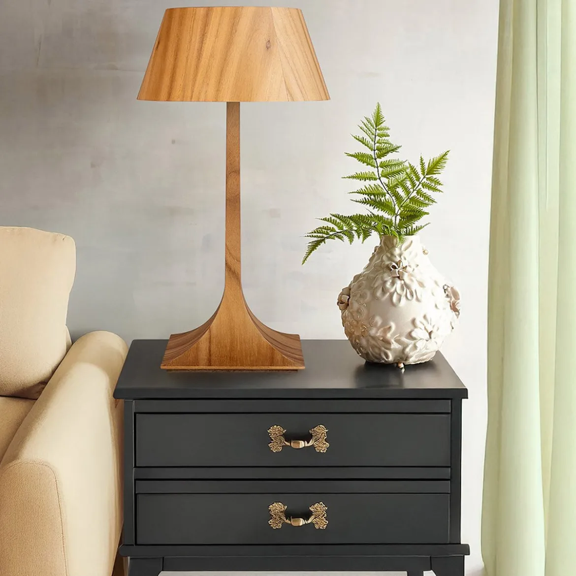Elstead Lighting Tischleuchte NOSTALGIA Naturholzfurnier E27