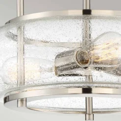 Elstead Lighting Trilogy Deckenleuchte Medium Semi-Flush 3-Light Nickel Glas 406mm E27