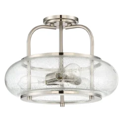 Elstead Lighting Trilogy Deckenleuchte Medium Semi-Flush 3-Light Nickel Glas 406mm E27
