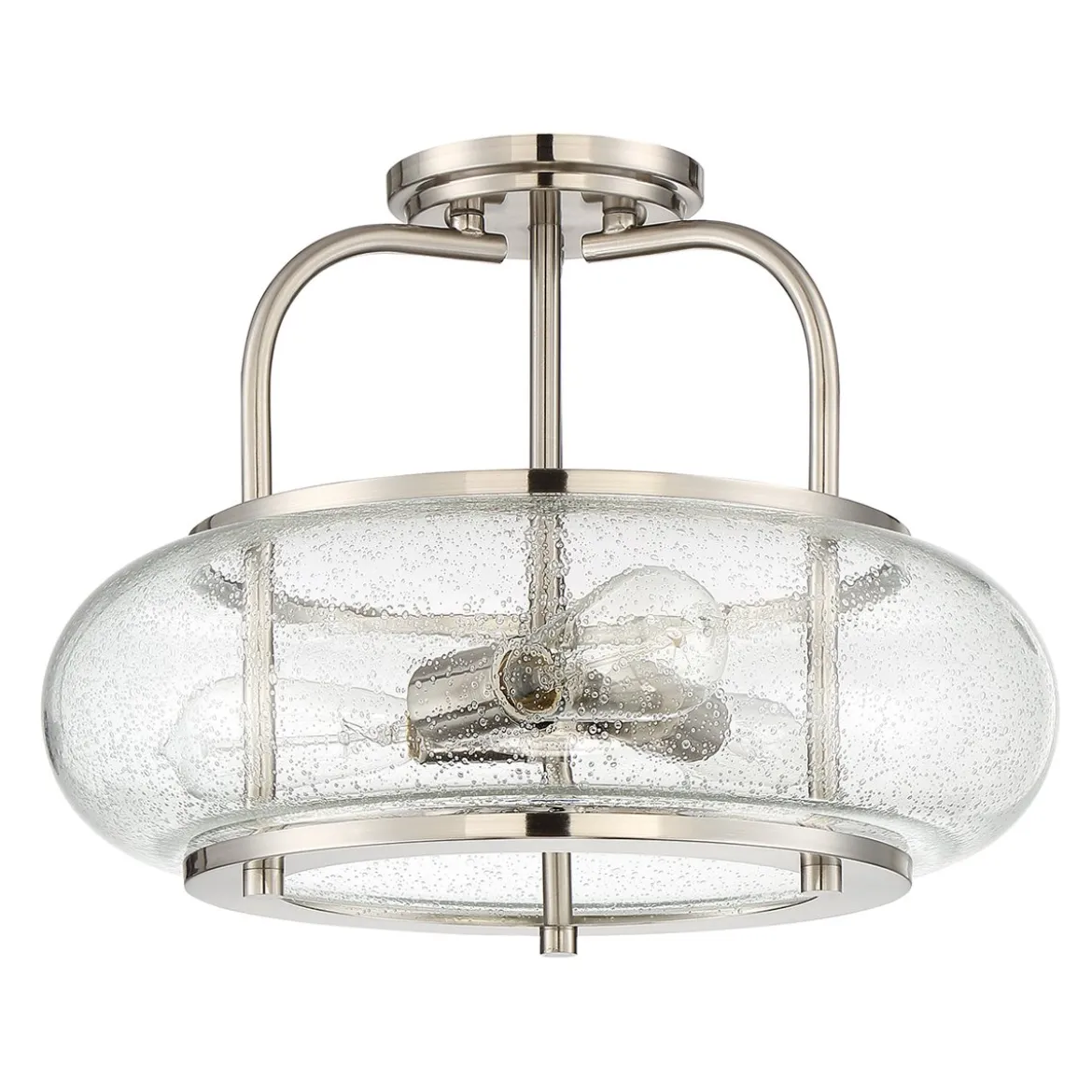 Elstead Lighting Trilogy Deckenleuchte Medium Semi-Flush 3-Light Nickel Glas 406mm E27