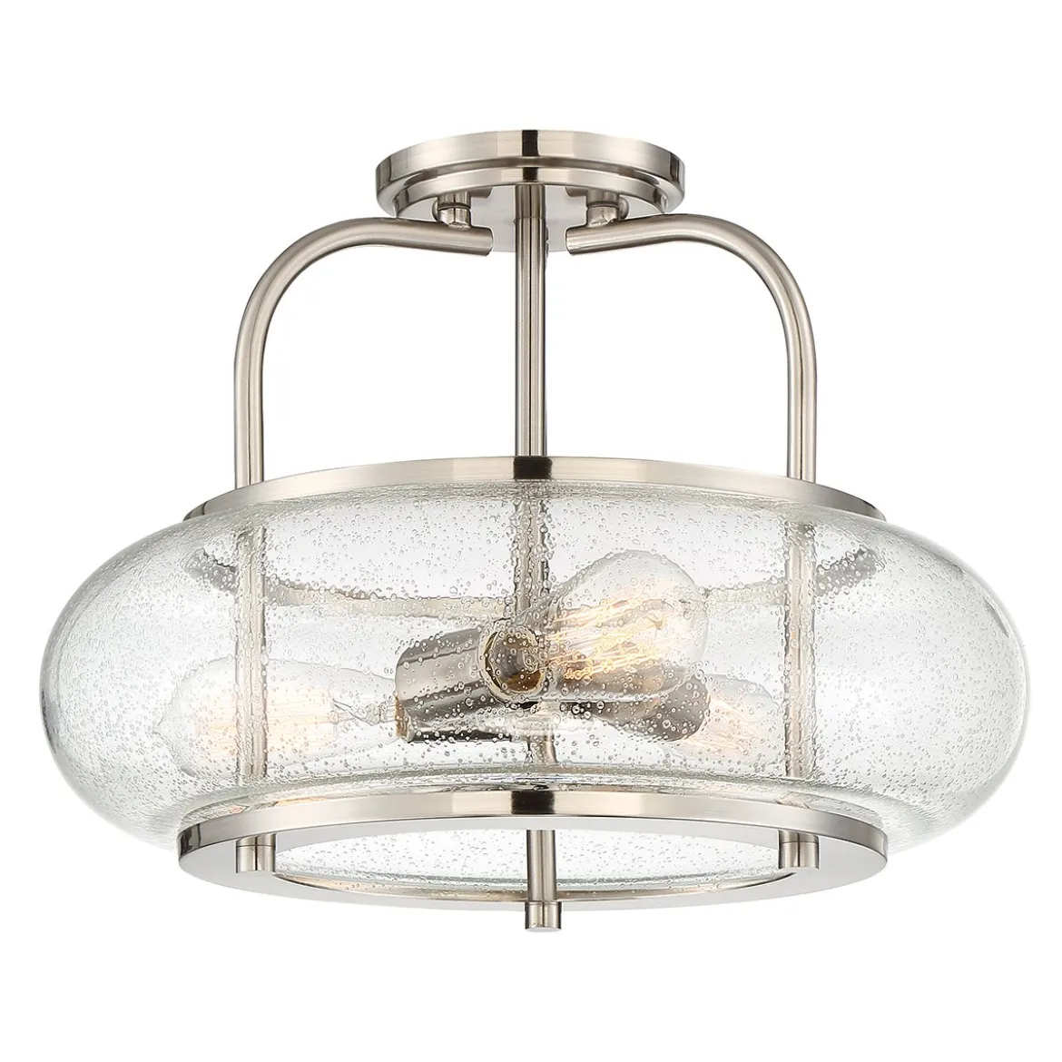 Elstead Lighting Trilogy Deckenleuchte Medium Semi-Flush 3-Light Nickel Glas 406mm E27