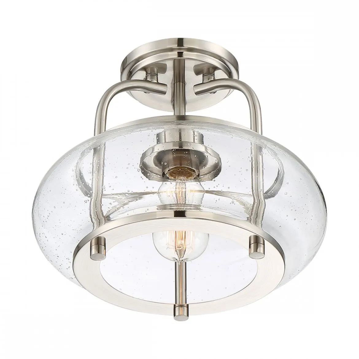 Elstead Lighting Trilogy Deckenleuchte Small Semi-Flush 1-Light Nickel Glas 305mm E27