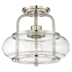 Elstead Lighting Trilogy Deckenleuchte Small Semi-Flush 1-Light Nickel Glas 305mm E27