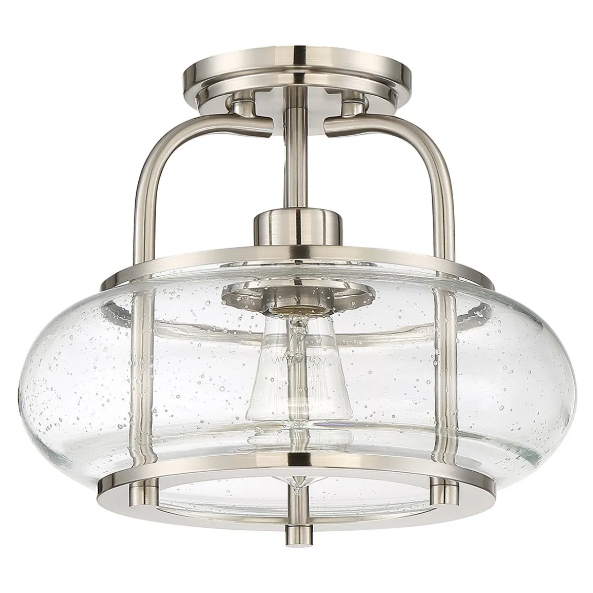 Elstead Lighting Trilogy Deckenleuchte Small Semi-Flush 1-Light Nickel Glas 305mm E27