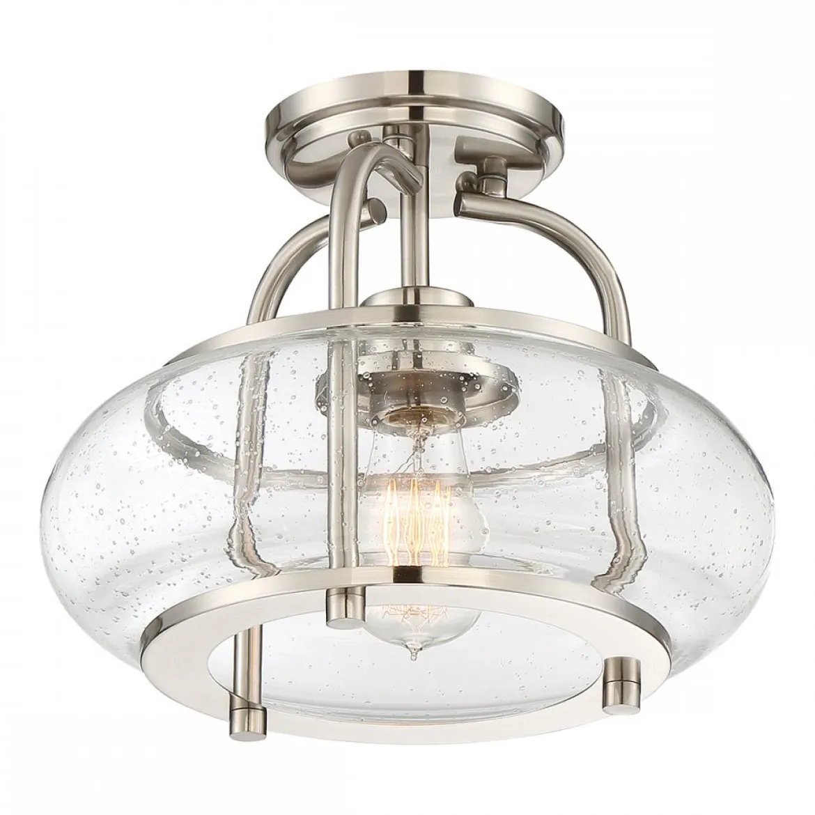 Elstead Lighting Trilogy Deckenleuchte Small Semi-Flush 1-Light Nickel Glas 305mm E27