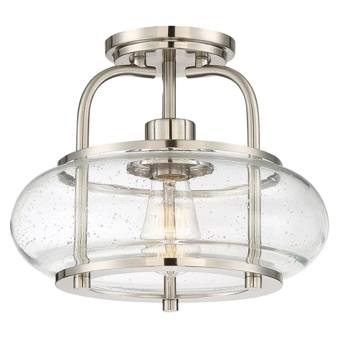 Elstead Lighting Trilogy Deckenleuchte Small Semi-Flush 1-Light Nickel Glas 305mm E27