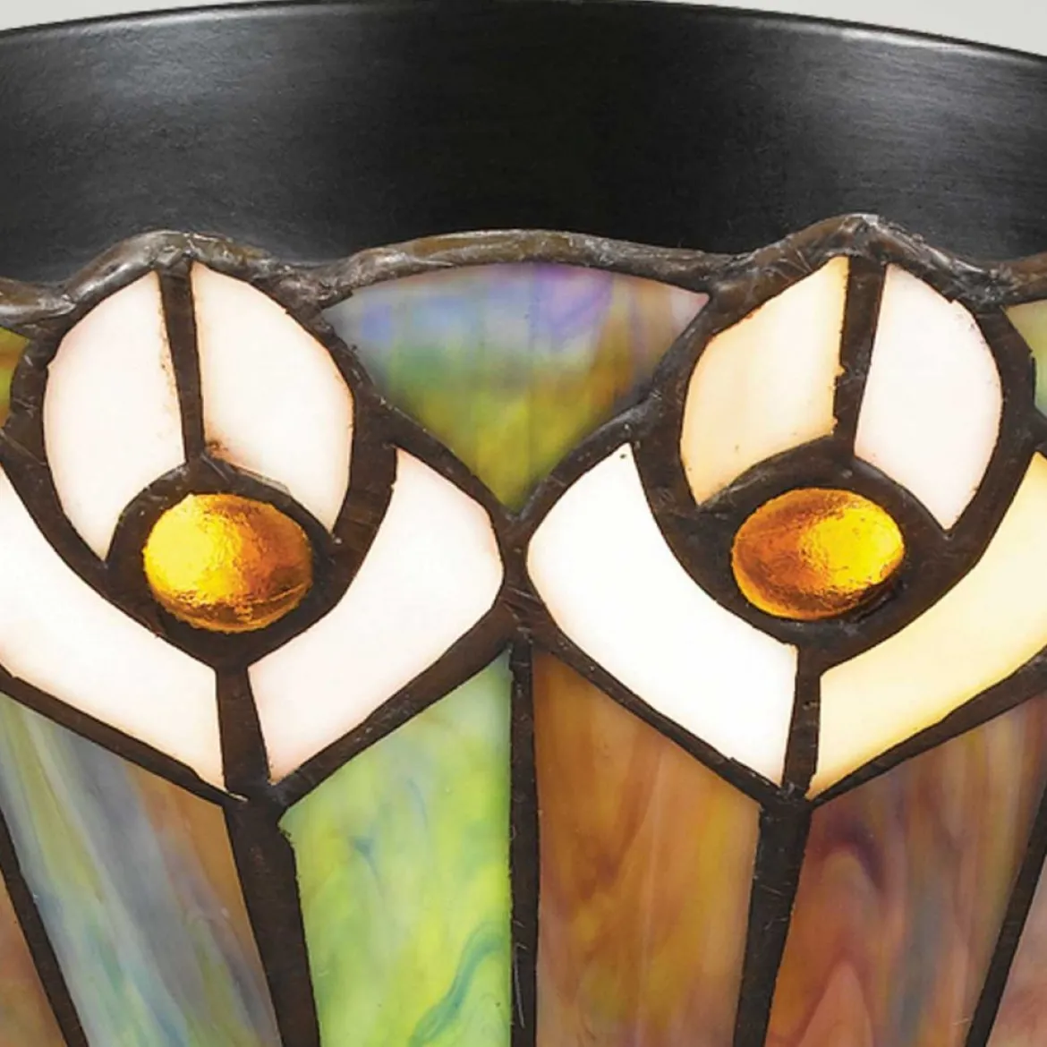 Elstead Lighting Watkins Deckenleuchte 2-flammig im Tiffany-Stil Bronze Kunstglasschirm