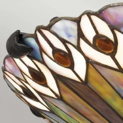 Elstead Lighting Watkins Deckenleuchte 2-flammig im Tiffany-Stil Bronze Kunstglasschirm