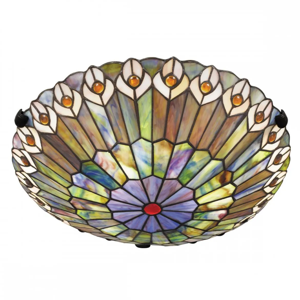 Elstead Lighting Watkins Deckenleuchte 2-flammig im Tiffany-Stil Bronze Kunstglasschirm