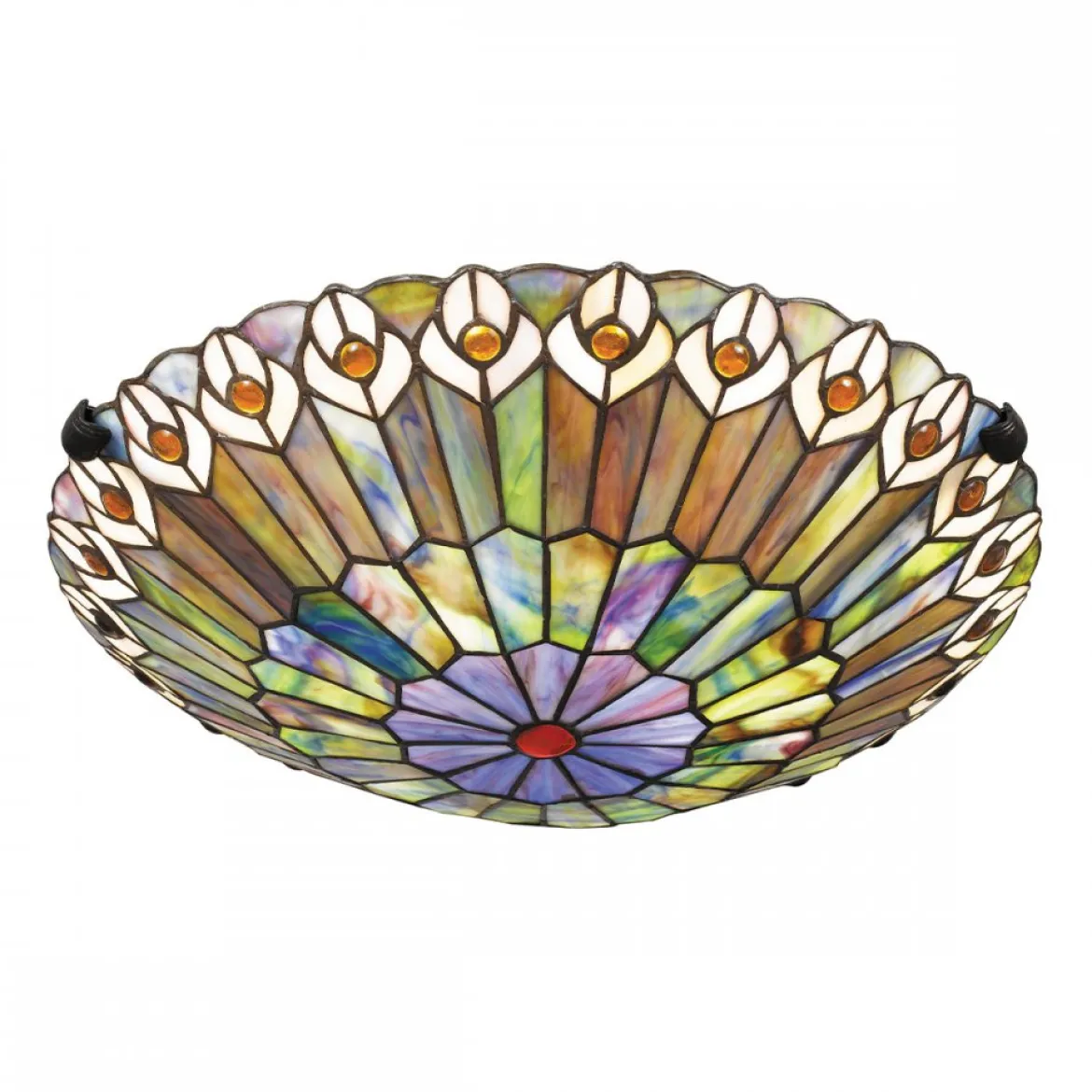 Elstead Lighting Watkins Deckenleuchte 2-flammig im Tiffany-Stil Bronze Kunstglasschirm