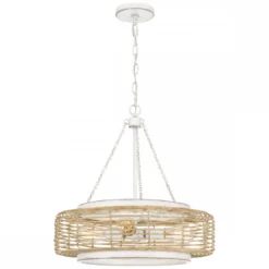 Elstead Lighting Waylon Pendelleuchte 4 flammig Antikweiß Glas E27