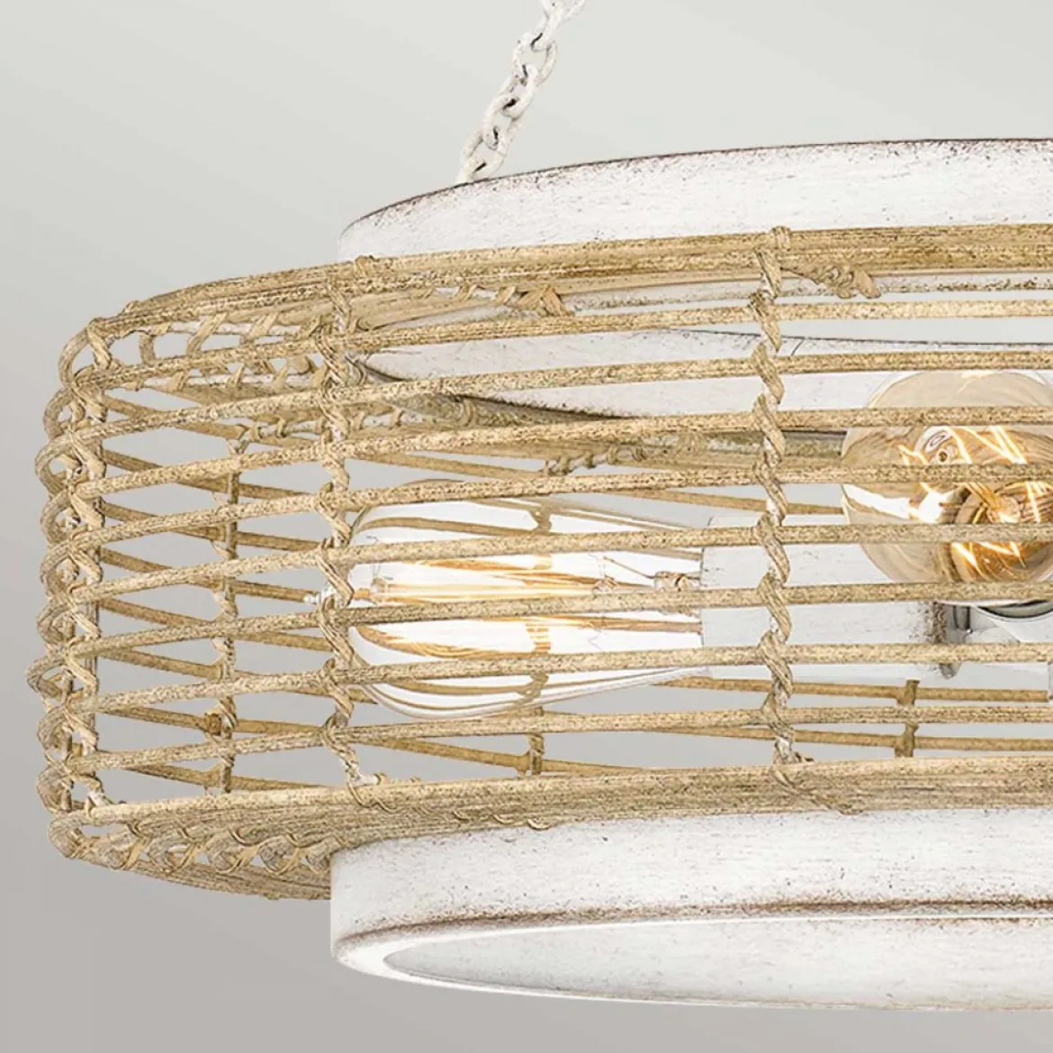 Elstead Lighting Waylon Pendelleuchte 4 flammig Antikweiß Glas E27