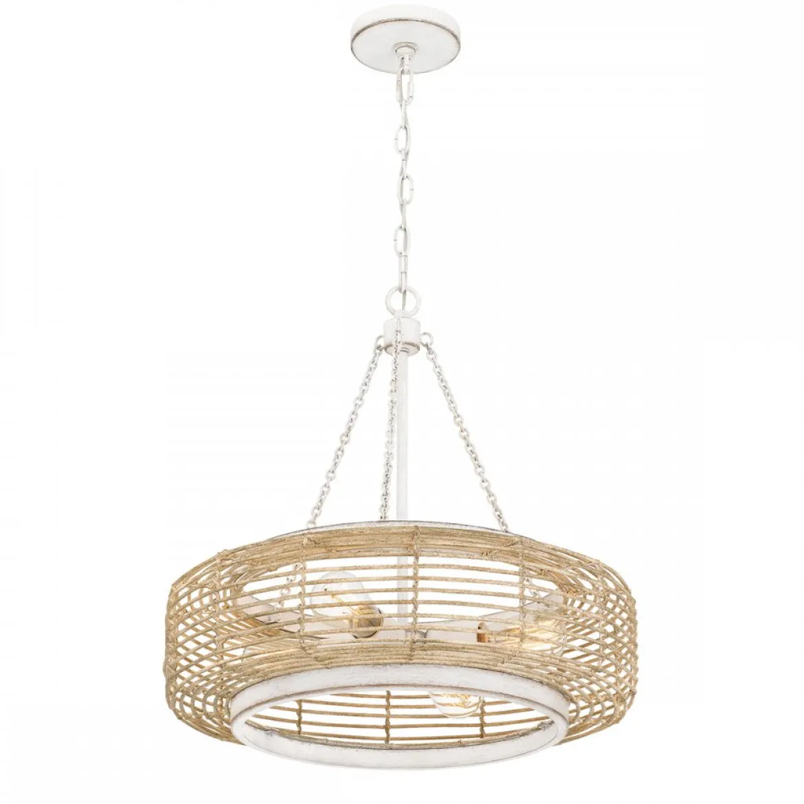 Elstead Lighting Waylon Pendelleuchte 4 flammig Antikweiß Glas E27