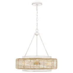 Elstead Lighting Waylon Pendelleuchte 4 flammig Antikweiß Glas E27