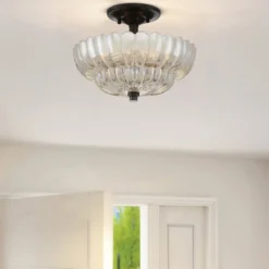 Elstead Lighting Whitecap Deckenleuchte Bernsteinglas braun 30cm