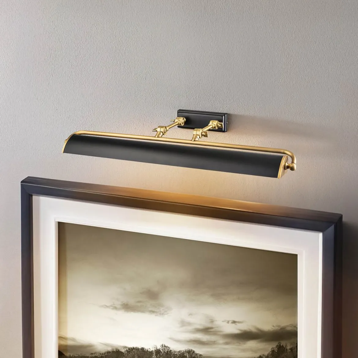 Elstead Lighting Winchfield Bilderleuchte Large 4-Light Messing antik Schwarz matt 70cm