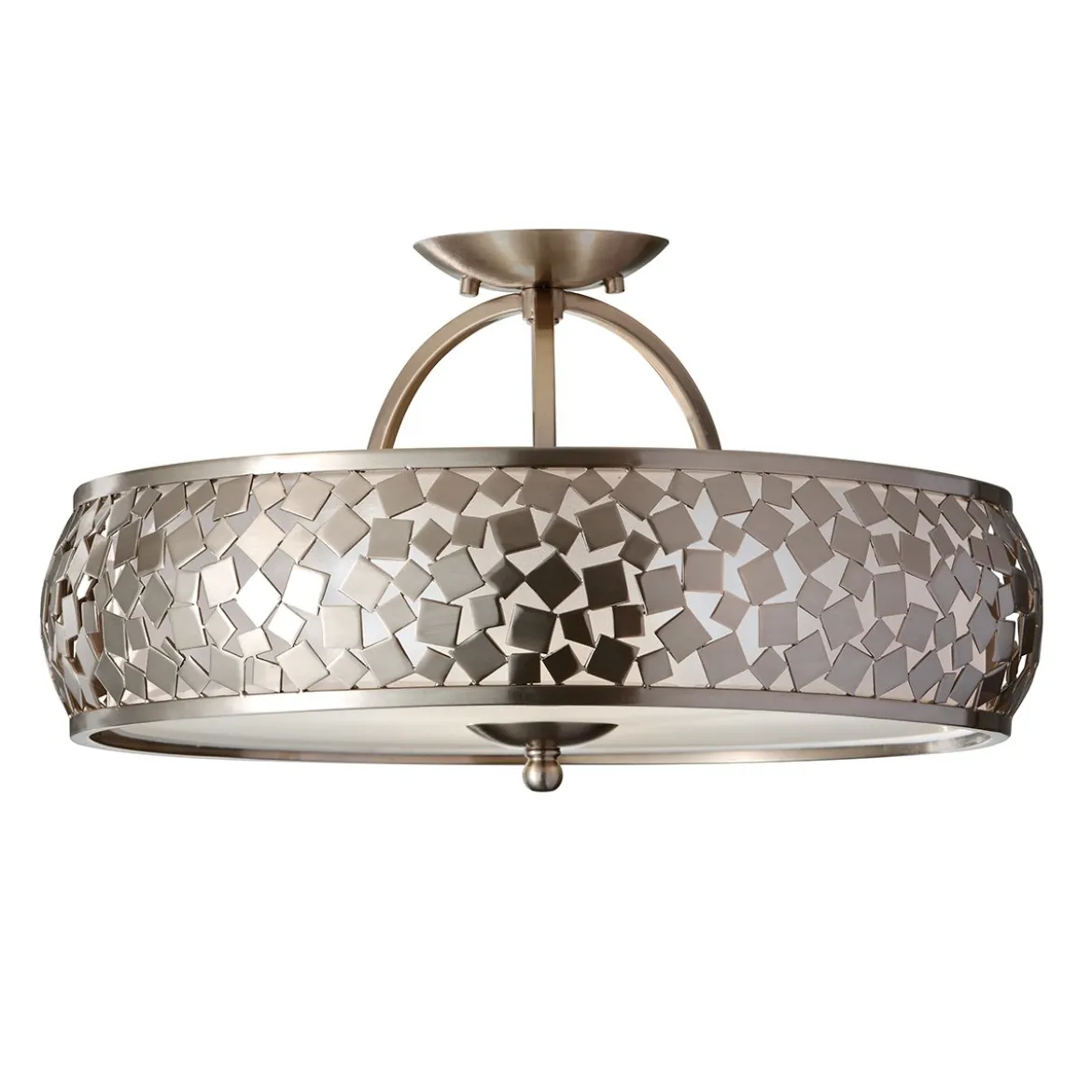 Elstead Lighting Zara 3-Light Semi-Flush Light Deckenleuchte 3-flammig stahl gebürstet 50cm
