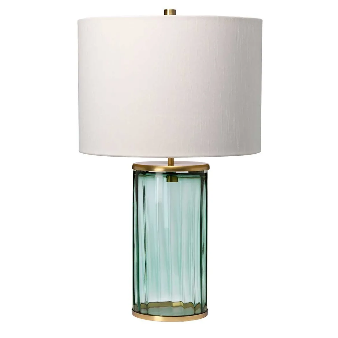 Elstead Reno Tischlampe Glas grün Schirm creme 60cm