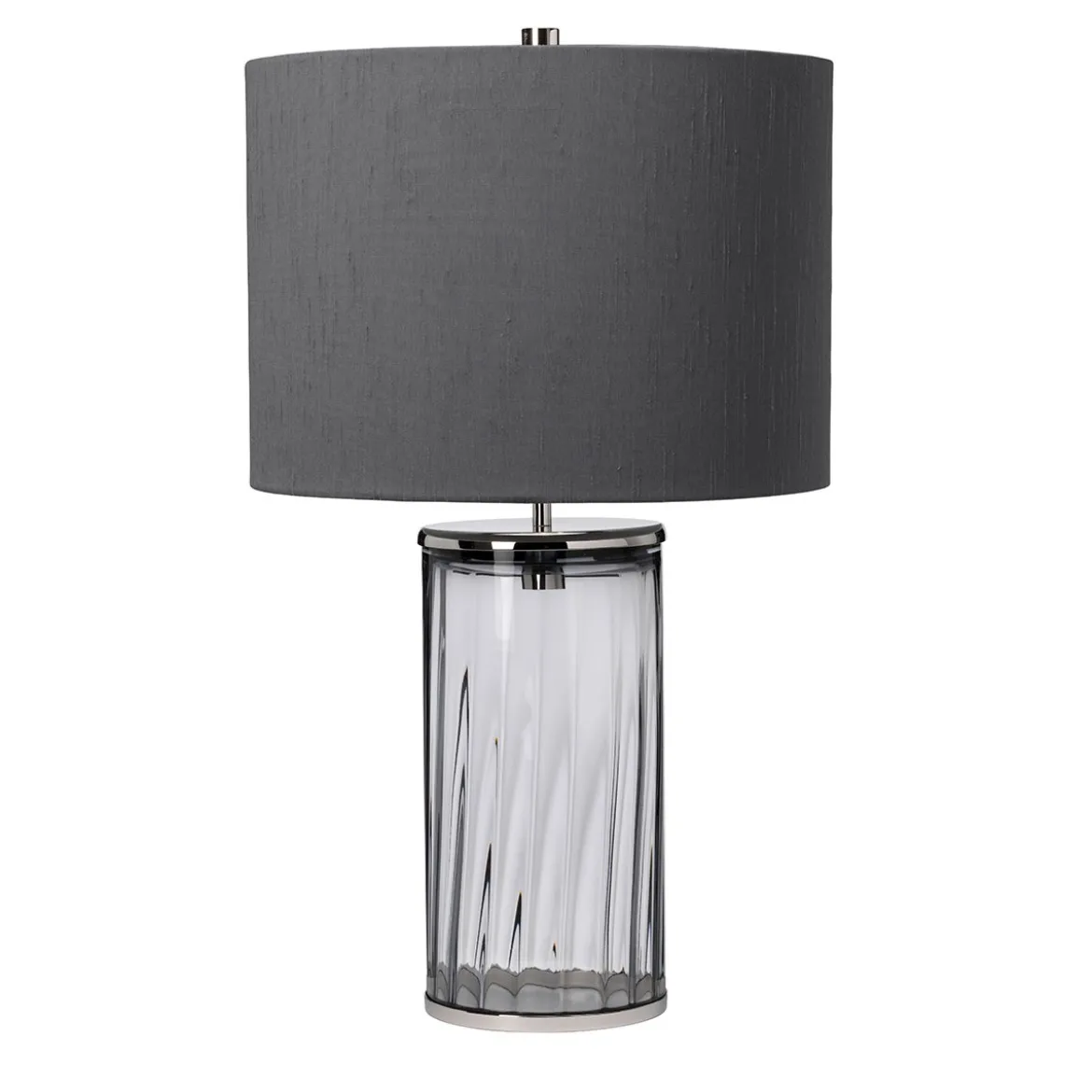 Elstead Reno Tischlampe Rauch Nickel poliert 60cm
