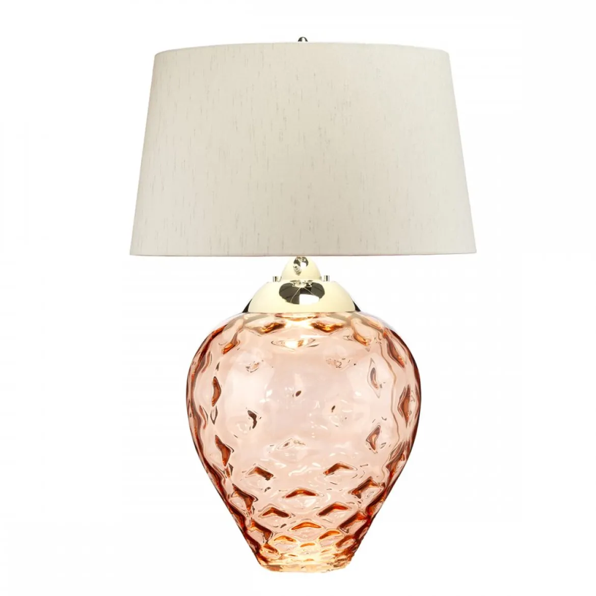 Elstead Samara Tischlampe groß Lachsfarben Schirm taupe 79cm