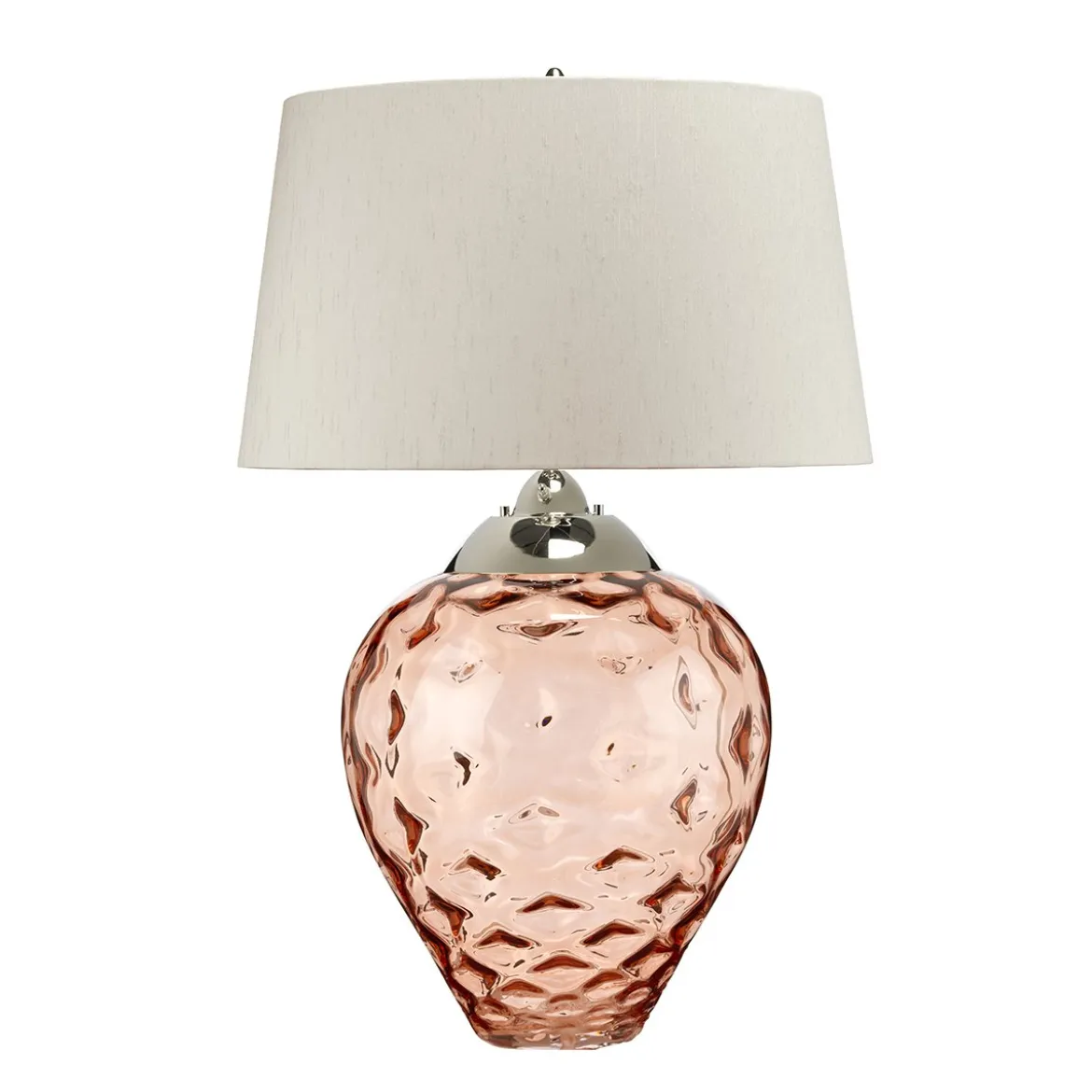 Elstead Samara Tischlampe groß Lachsfarben Schirm taupe 79cm