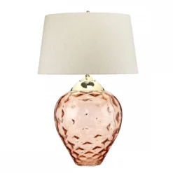 Elstead Samara Tischlampe groß Lachsfarben Schirm taupe 79cm